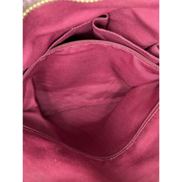 Authenticated F25706 Raspberry Snakeskin Tan Brown Signature Logo Tote Bag - Picture 6 of 16